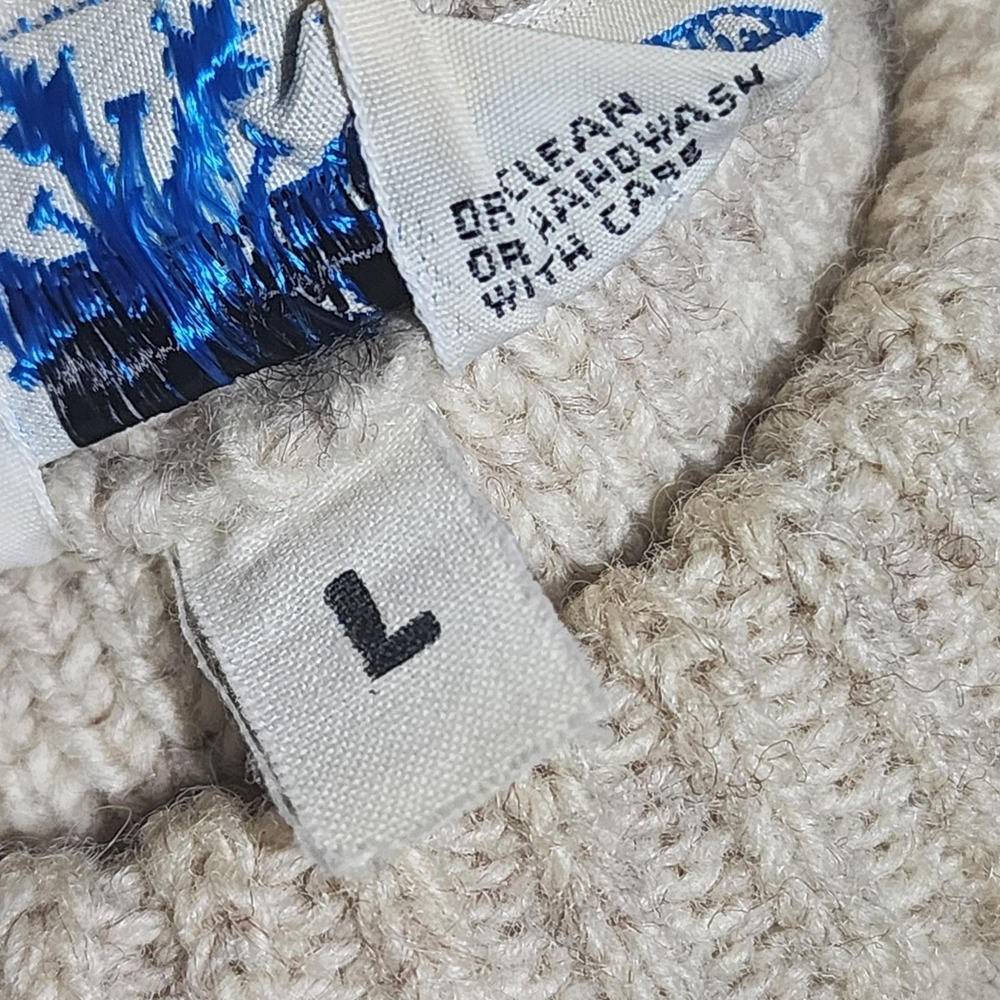 Norsewear Sweater Mens Large Beige Wool Crewneck Raglan Knit Pullover Warm - Picture 4 of 10